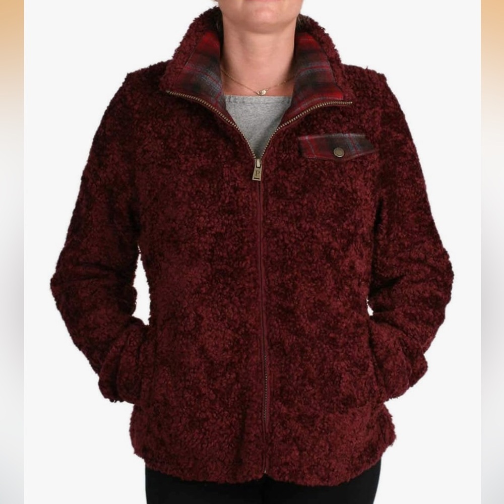 NWT Pendleton Bordeaux Burgundy ' Fuzzy Zip Jacket
